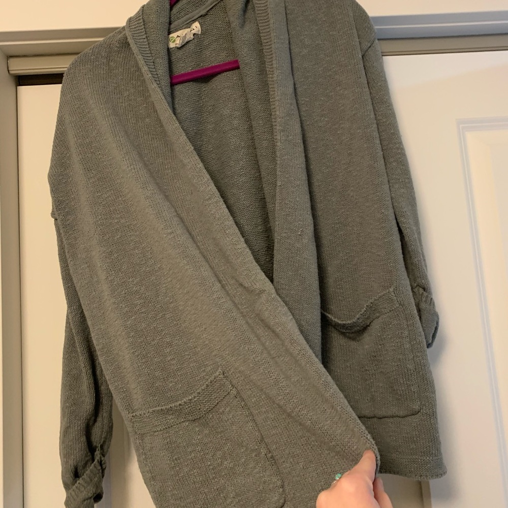 Olive green knit cardigan